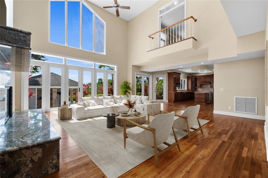 Interior, Kitchen, Living room, Recessed Lighting, Wood Texture Flooring