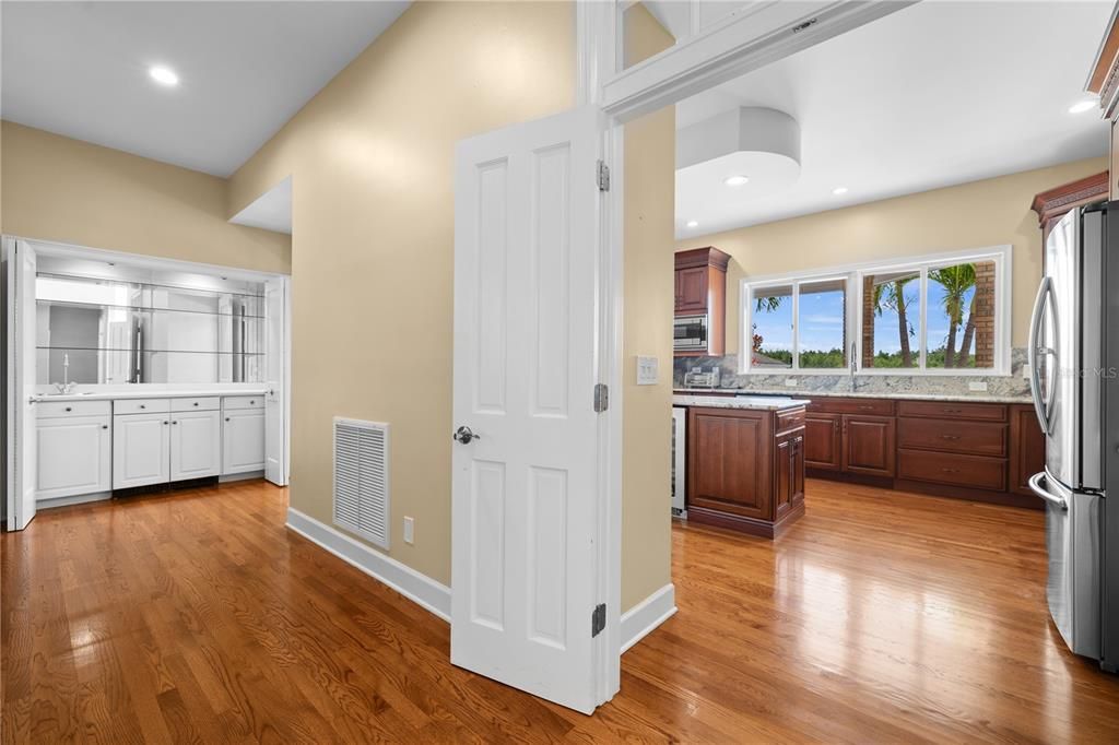 Interior, Kitchen, Recessed Lighting, Wood Texture Flooring