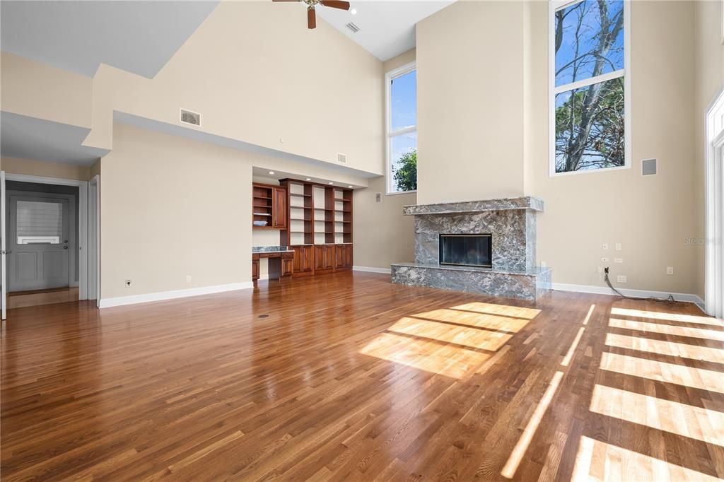 Empty room, Fireplace, Interior, Wood Texture Flooring