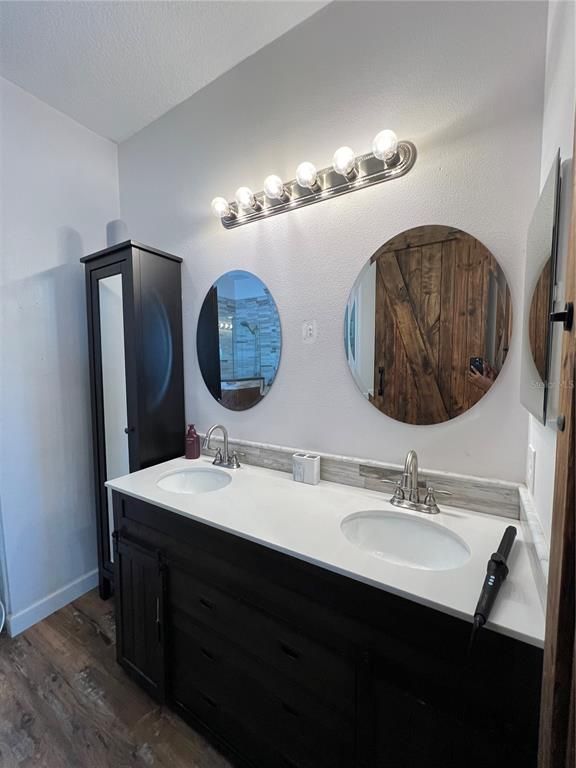 Bathroom, Dual Sink Vanities, Interior, Wood Texture Flooring