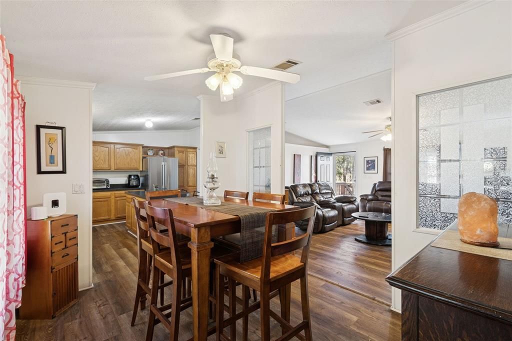 Dining room, Interior, Kitchen, Living room, Wood Texture Flooring