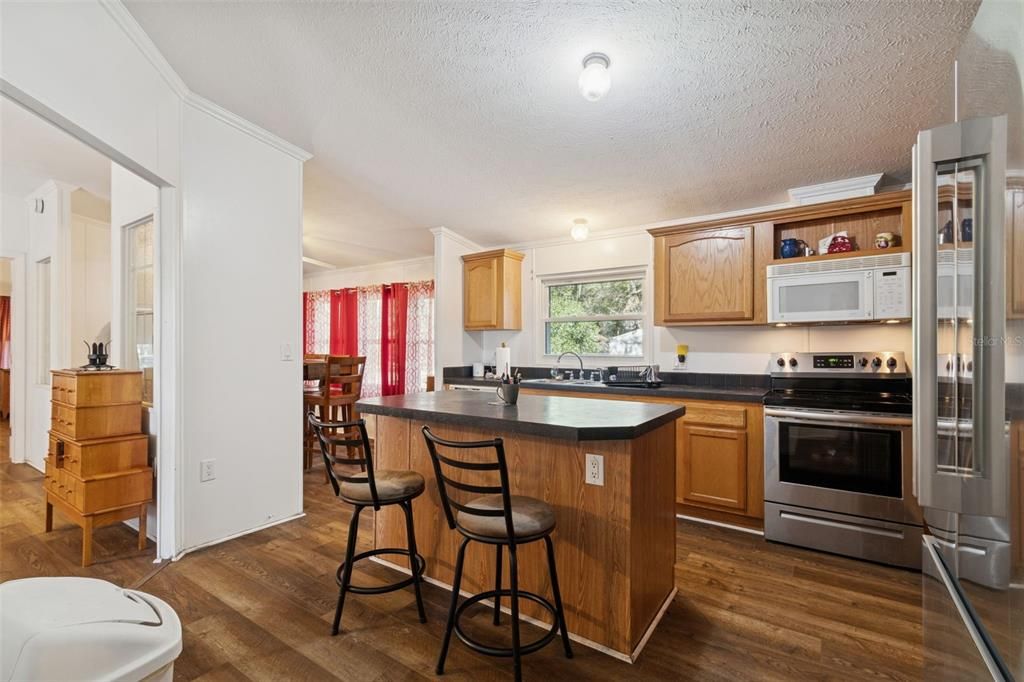 Interior, Kitchen, Stainless Steel Appliances, Wood Texture Flooring