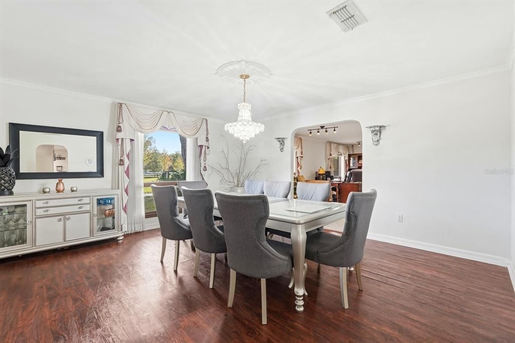 Chandelier, Dining room, Interior, Wood Texture Flooring
