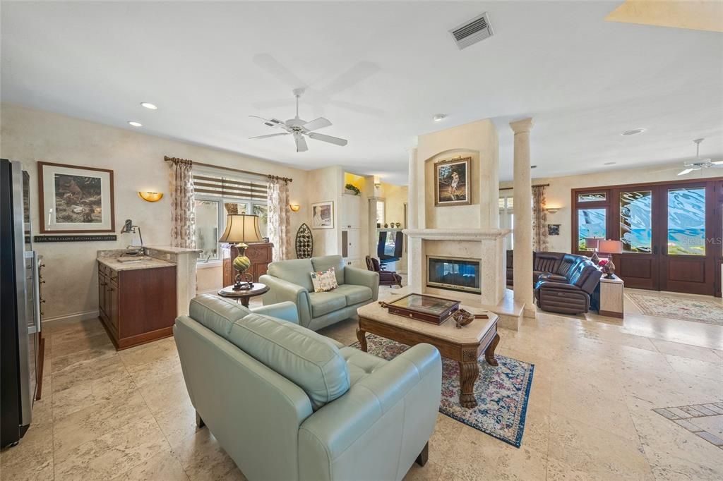 Fireplace, Interior, Living room, Recessed Lighting