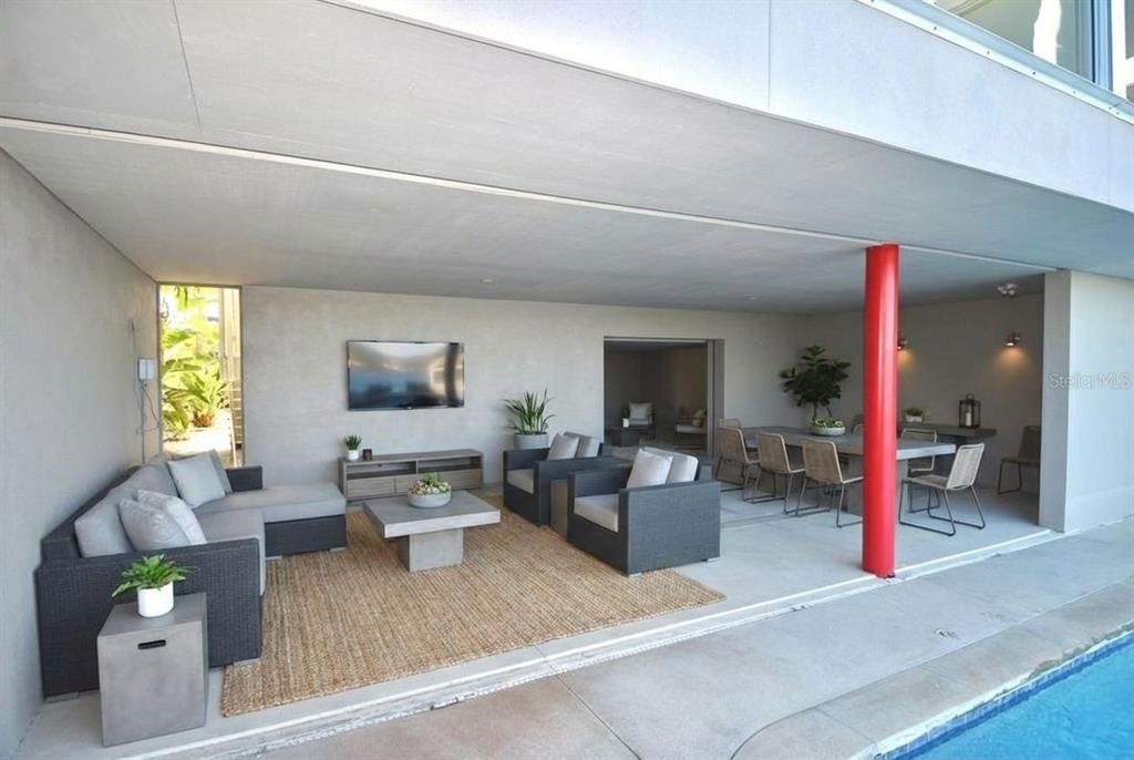 Dining room, Interior, Living room, Pool