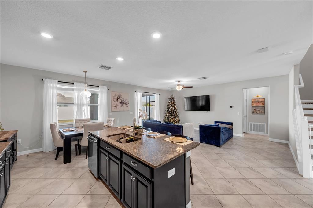 Dining room, Interior, Kitchen, Living room, Pendant Lights, Recessed Lighting