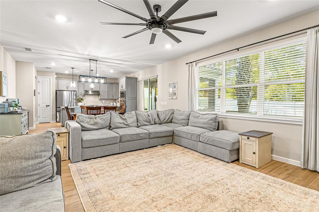 Interior, Kitchen, Living room, Pendant Lights, Recessed Lighting, Stainless Steel Appliances, Wood Texture Flooring