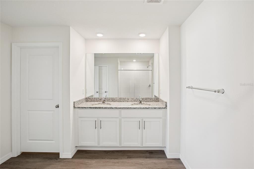 Bathroom, Interior, Recessed Lighting, Wood Texture Flooring