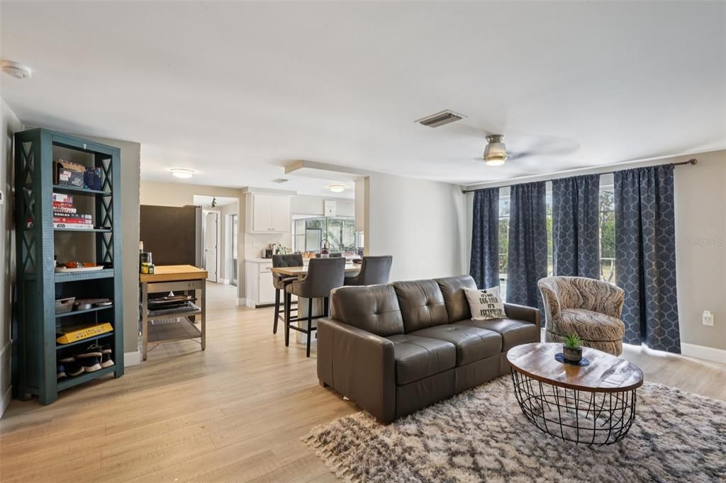 Dining room, Interior, Kitchen, Living room, Wood Texture Flooring