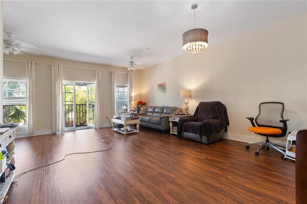 Chandelier, Interior, Living room, Wood Texture Flooring