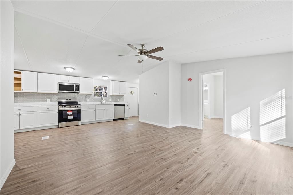 Interior, Kitchen, Stainless Steel Appliances, Wood Texture Flooring