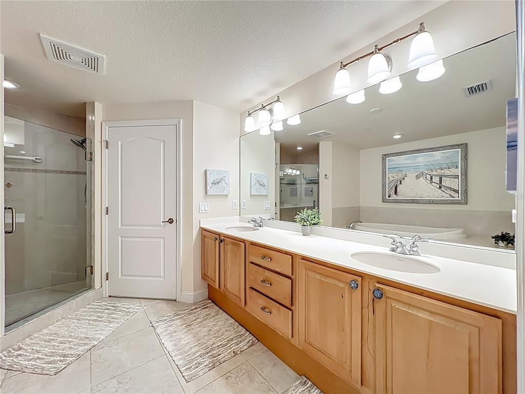 Bathroom, Dual Sink Vanities, Glass Shower, Interior, Recessed Lighting