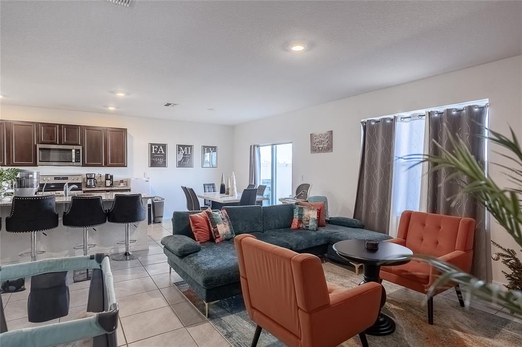 Dining room, Interior, Kitchen, Living room, Recessed Lighting, Stainless Steel Appliances