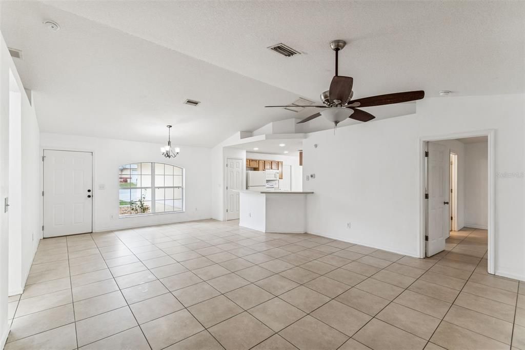 Chandelier, Empty room, Interior, Kitchen, Recessed Lighting