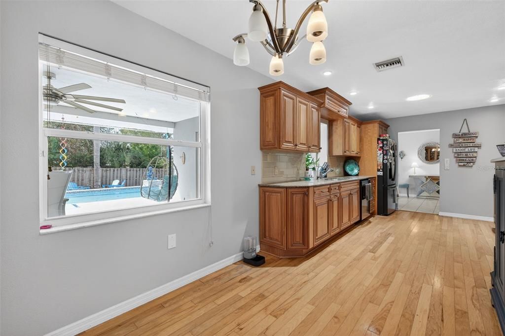 Interior, Kitchen, Recessed Lighting, Wood Texture Flooring
