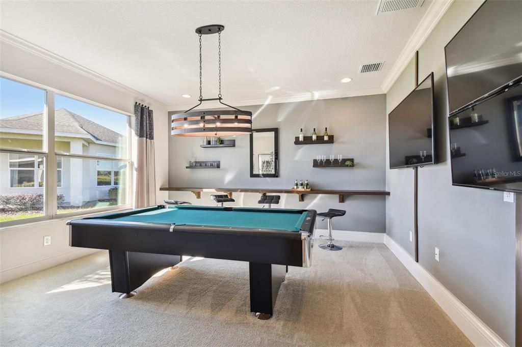Billiard Table, Game Room, Interior, Pendant Lights, Recessed Lighting