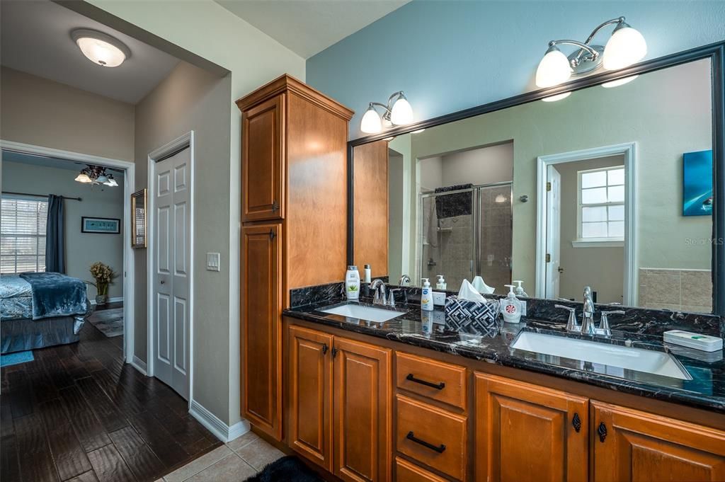 Bathroom, Dual Sink Vanities, Interior, Wood Texture Flooring