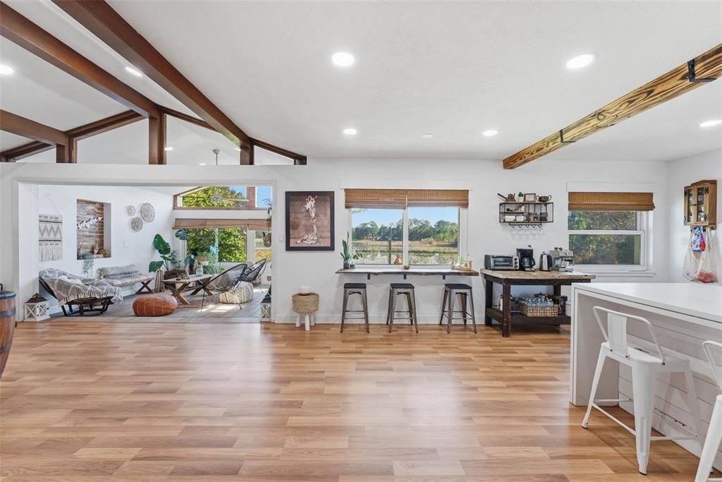 Interior, Recessed Lighting, Wooden Beams, Wood Texture Flooring
