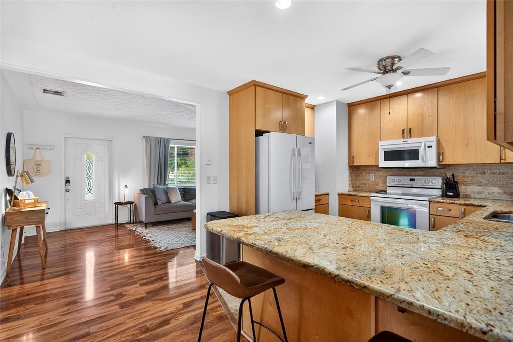 Interior, Kitchen, Recessed Lighting, Wood Texture Flooring