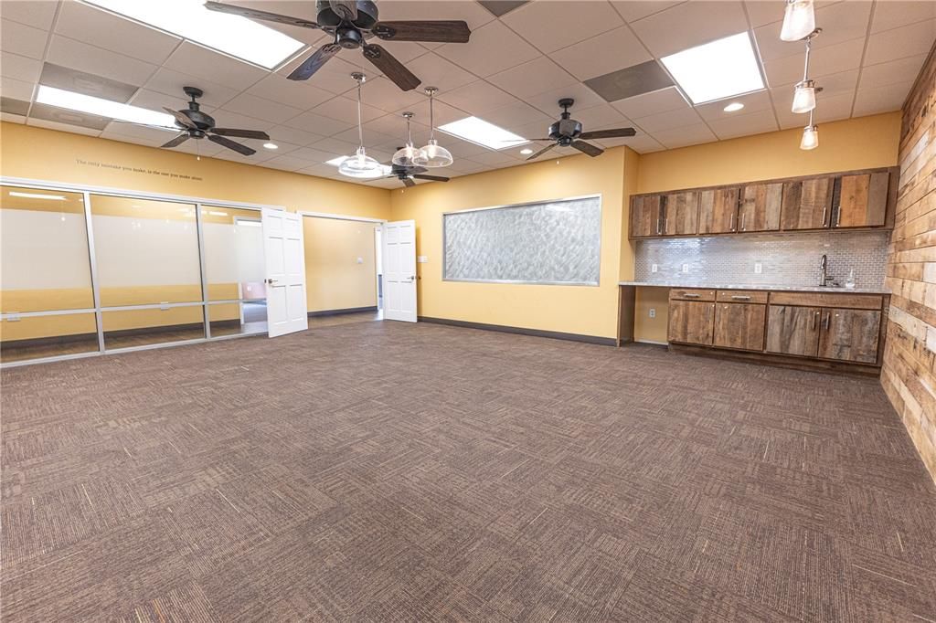 Empty room, Interior, Pendant Lights, Recessed Lighting, Stone Walls