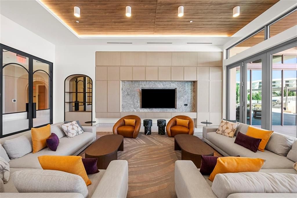 Interior, Living room, Recessed Lighting, Wooden Ceilings