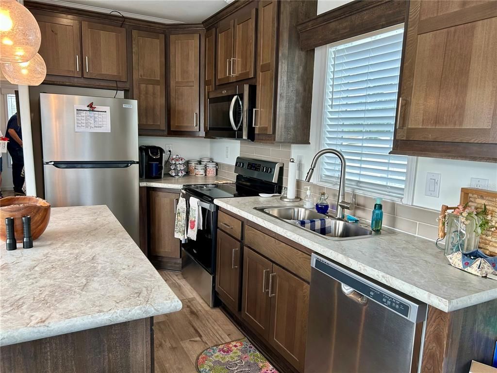 Interior, Kitchen, Stainless Steel Appliances, Wood Texture Flooring