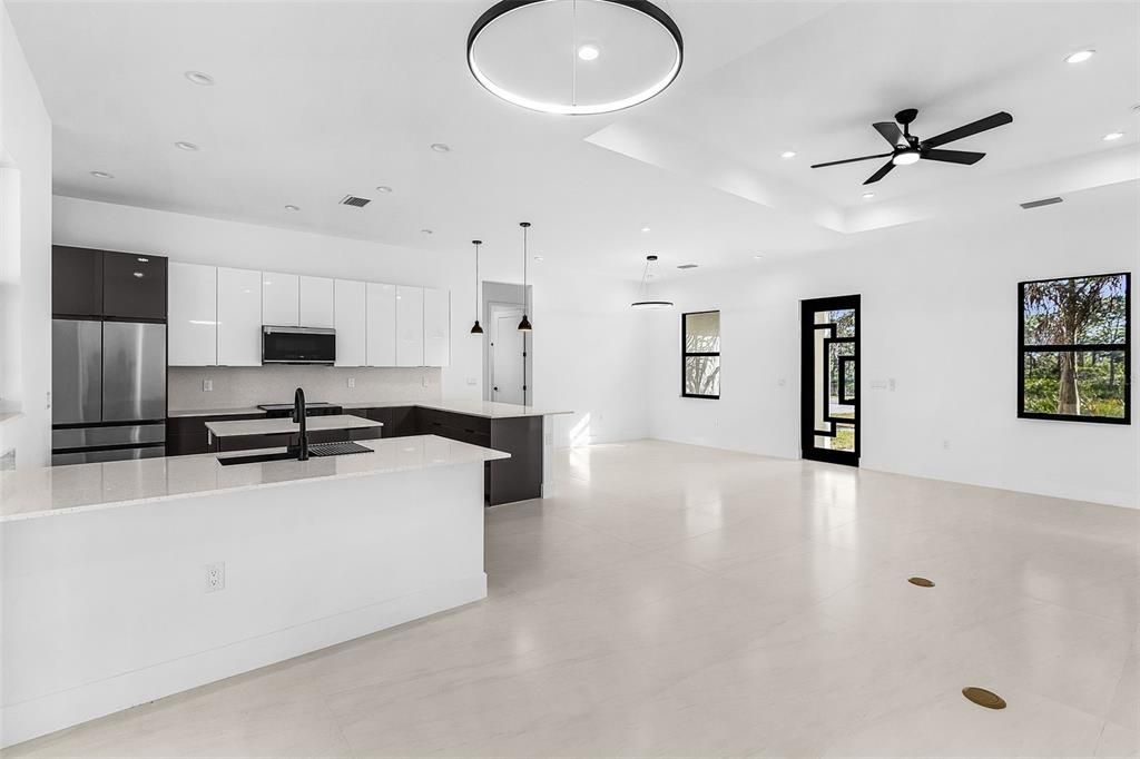 Interior, Kitchen, Pendant Lights, Recessed Lighting, Stainless Steel Appliances