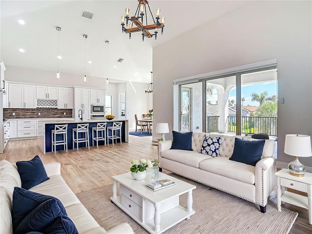 Dining room, Interior, Kitchen, Living room, Pendant Lights, Recessed Lighting, Stainless Steel Appliances, Wood Texture Flooring