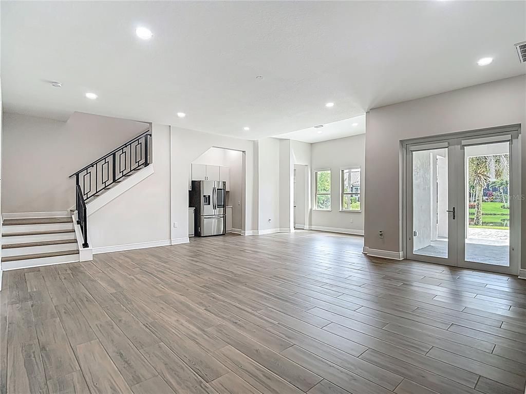 Empty room, Interior, Recessed Lighting, Wood Texture Flooring