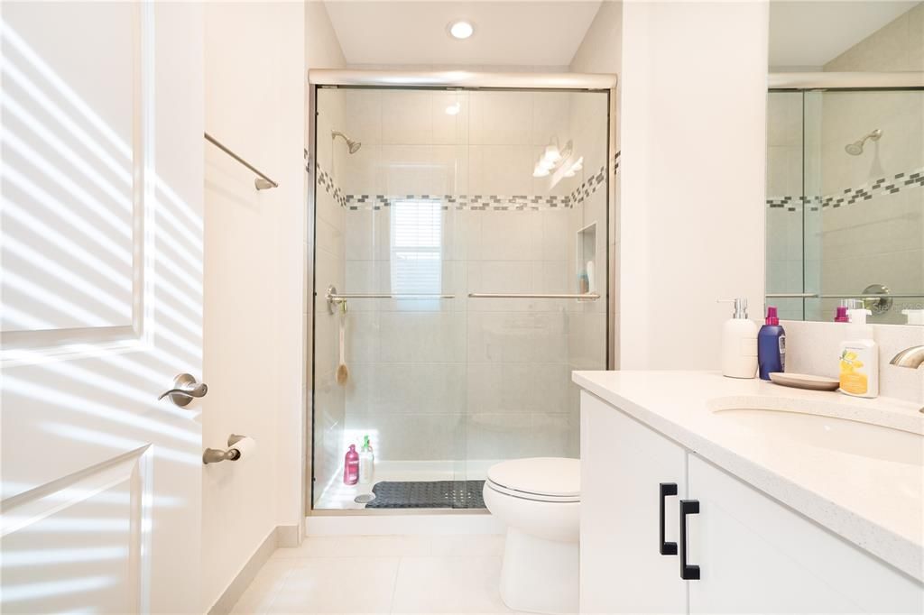 Bathroom, Glass Shower, Interior, Recessed Lighting