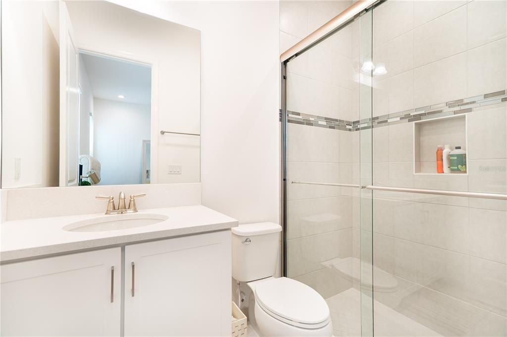 Bathroom, Glass Shower, Interior, Recessed Lighting