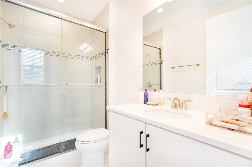 Bathroom, Glass Shower, Interior, Recessed Lighting