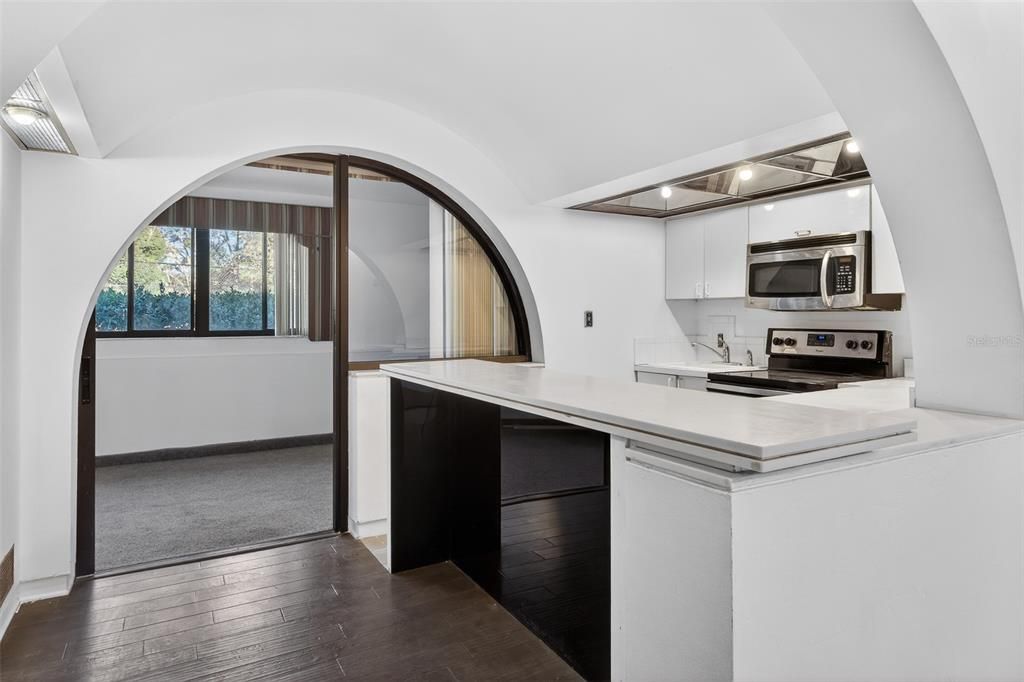 Interior, Kitchen, Stainless Steel Appliances, Wood Texture Flooring