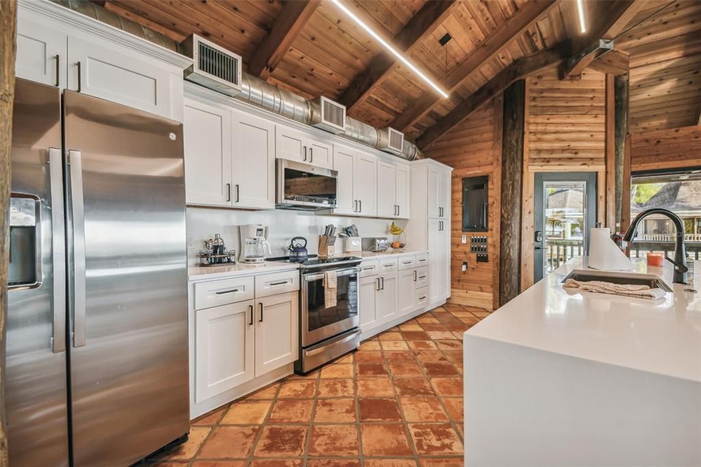 Interior, Kitchen, Stainless Steel Appliances, Wooden Beams, Wooden Ceilings, Wooden Walls