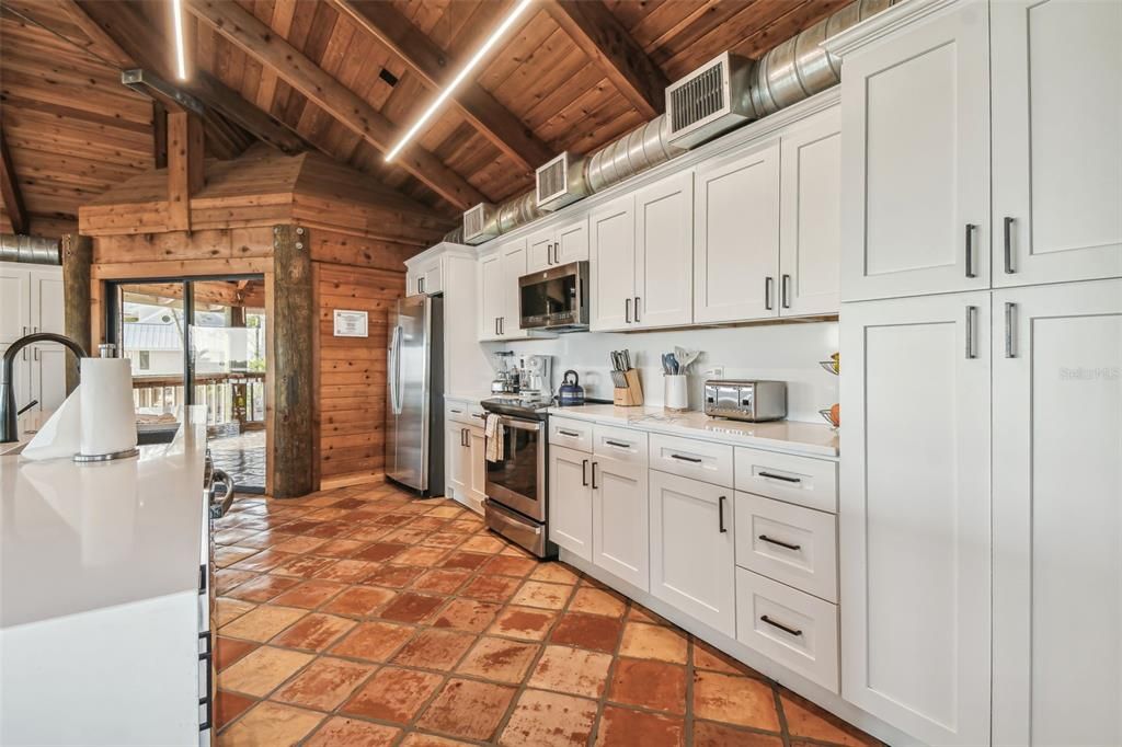Interior, Kitchen, Stainless Steel Appliances, Wooden Beams, Wooden Ceilings, Wooden Walls