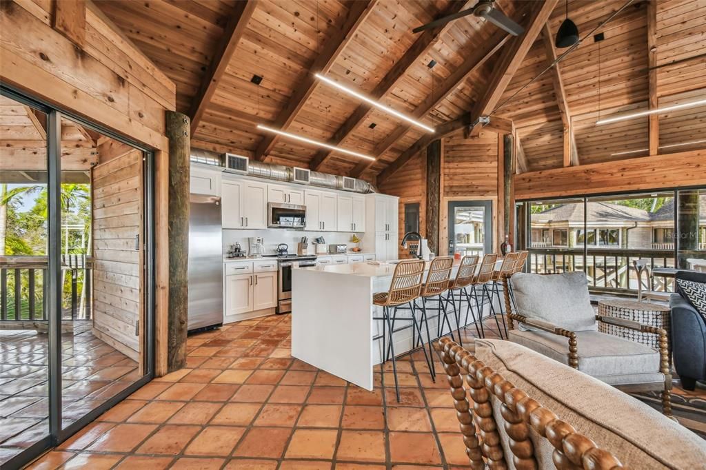 Interior, Kitchen, Stainless Steel Appliances, Wooden Beams, Wooden Ceilings, Wooden Walls