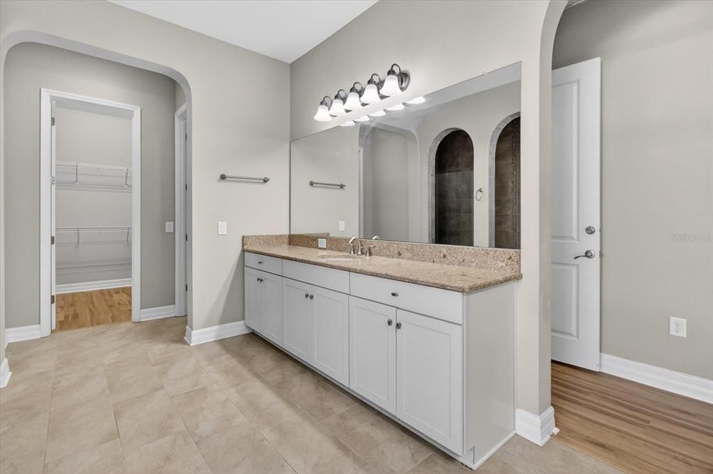 Bathroom, Dual Sink Vanities, Interior, Wood Texture Flooring