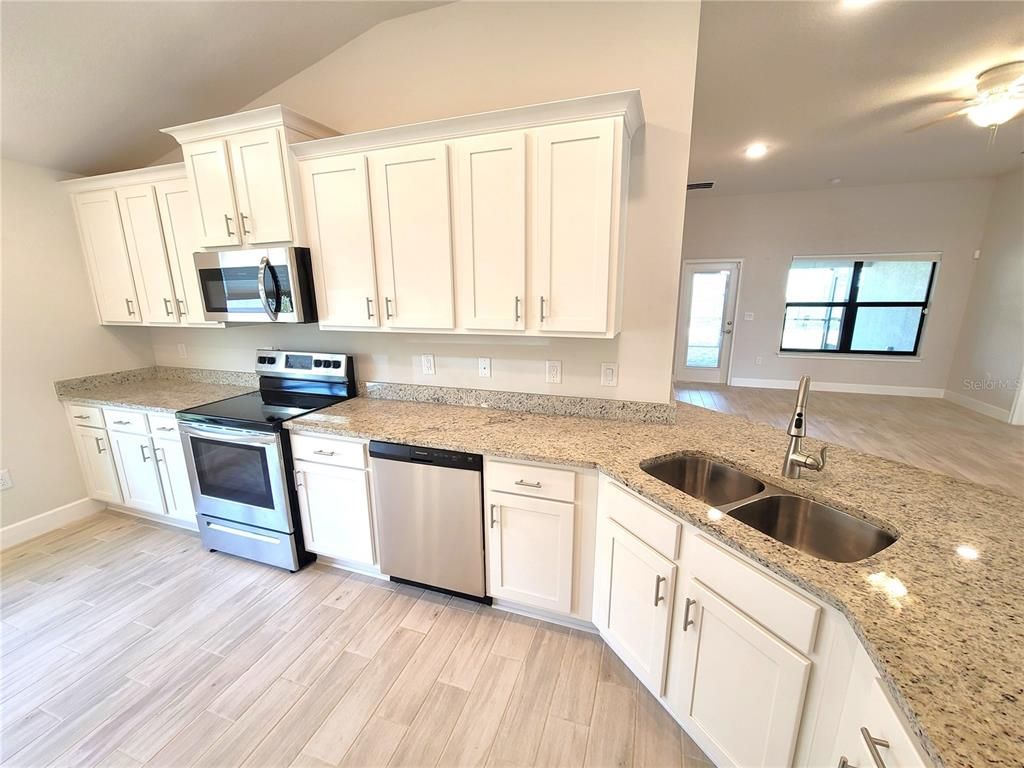 Interior, Kitchen, Recessed Lighting, Wood Texture Flooring