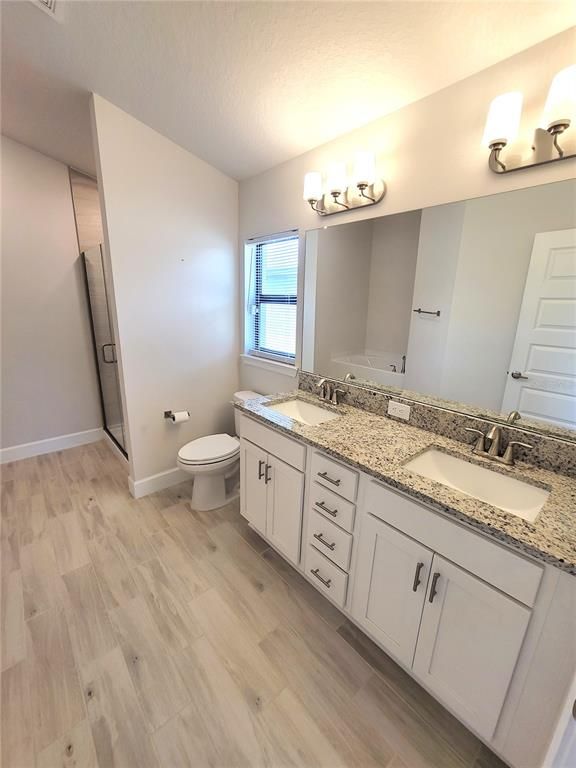 Bathroom, Dual Sink Vanities, Interior, Wood Texture Flooring