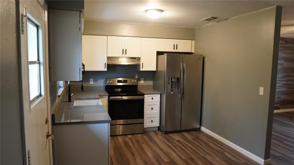 Interior, Kitchen, Stainless Steel Appliances, Wood Texture Flooring