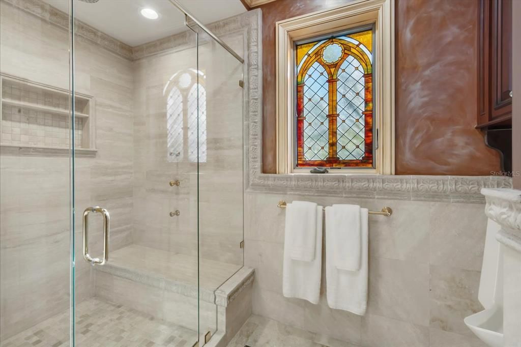 Bathroom, Glass Shower, Interior, Recessed Lighting