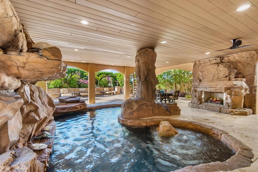 Exterior, Fireplace, Pool, Recessed Lighting