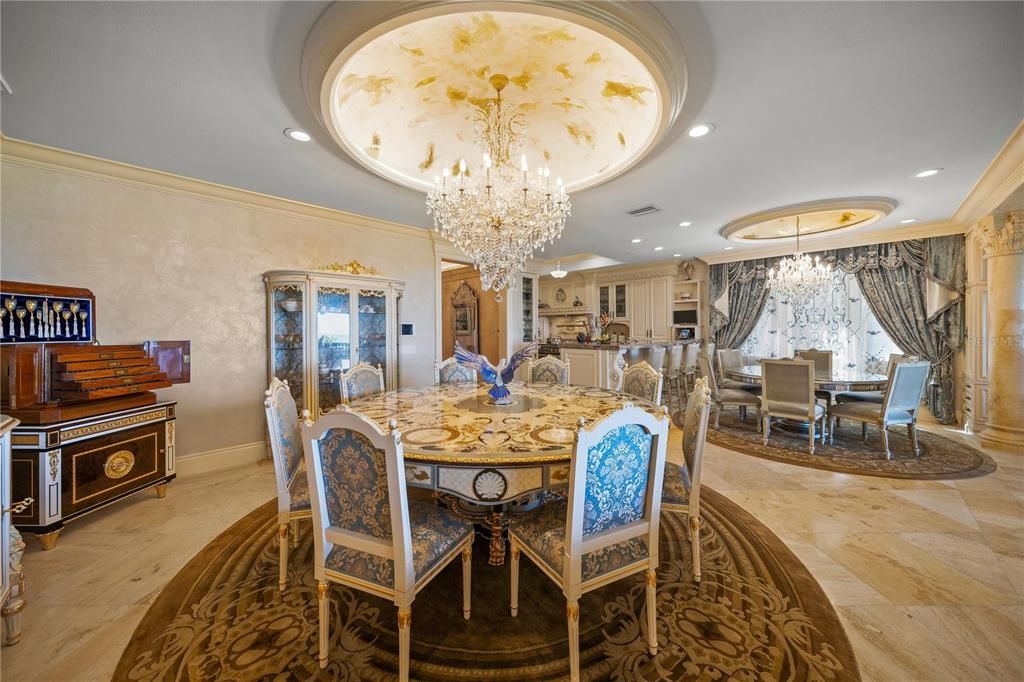 Chandelier, Dining room, Interior, Kitchen, Recessed Lighting, Wood Texture Flooring