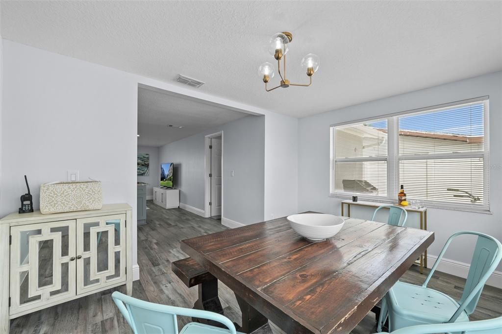 Chandelier, Dining room, Interior, Wood Texture Flooring