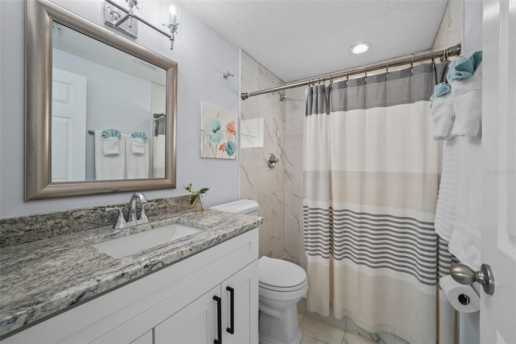 Bathroom, Interior, Marble Walls, Recessed Lighting
