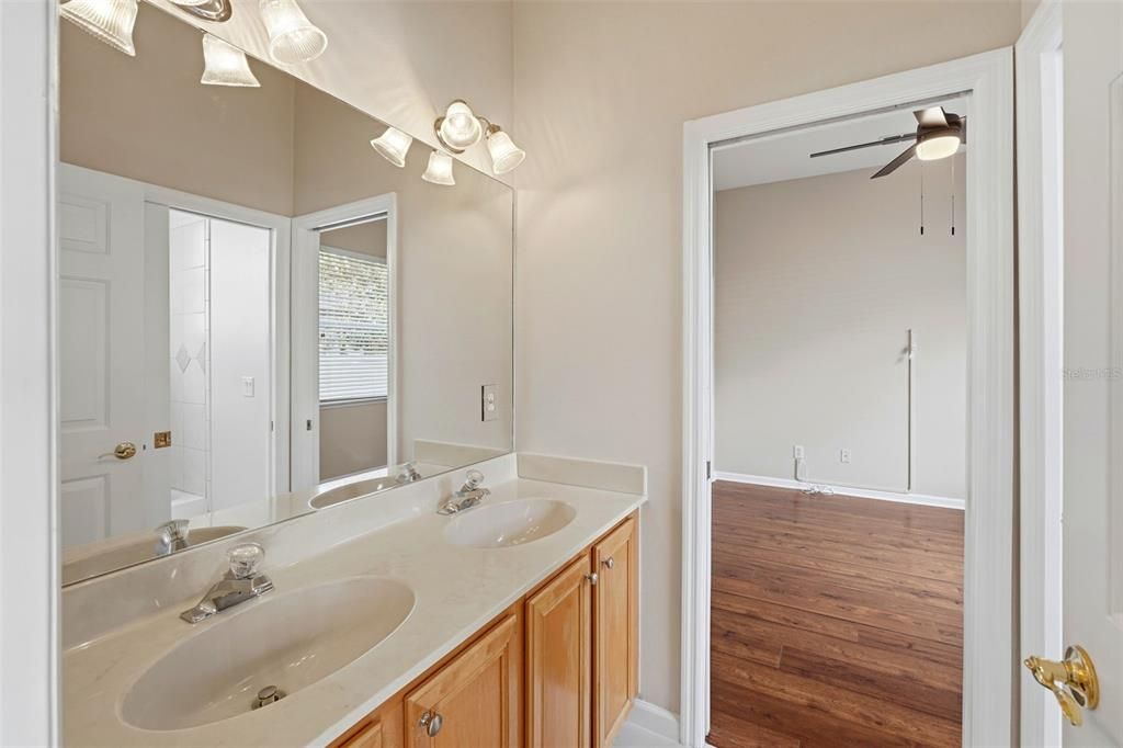 Bathroom, Dual Sink Vanities, Interior, Wood Texture Flooring