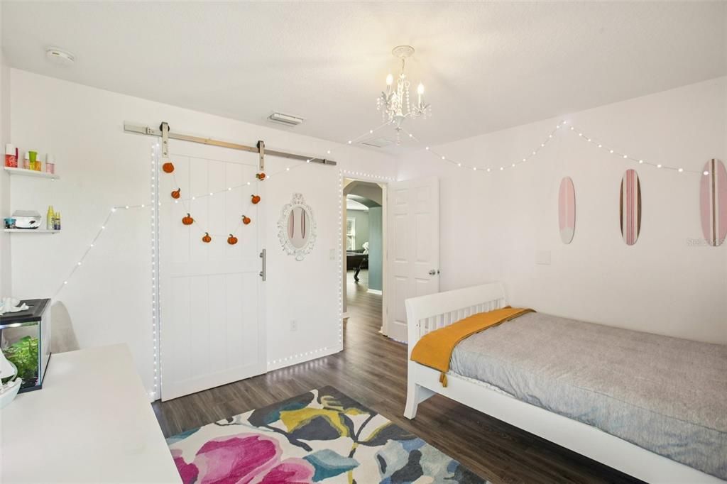 Bedroom, Chandelier, Interior, Wood Texture Flooring
