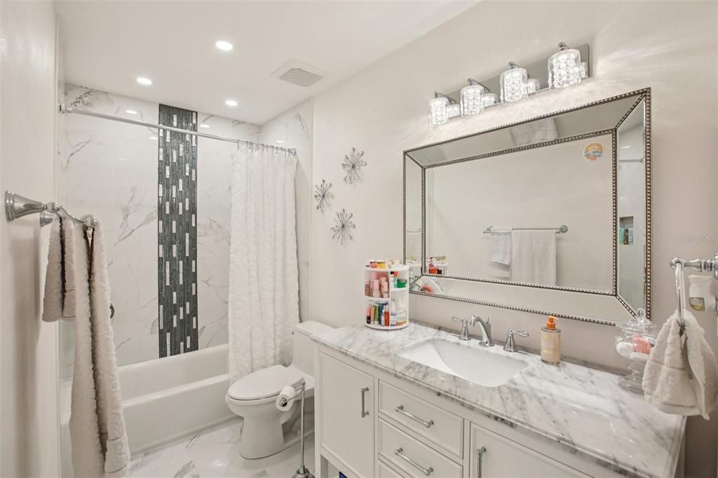 Bathroom, Interior, Marble, Marble Walls, Recessed Lighting
