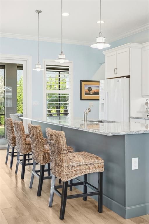 Interior, Kitchen, Pendant Lights, Recessed Lighting, Wood Texture Flooring
