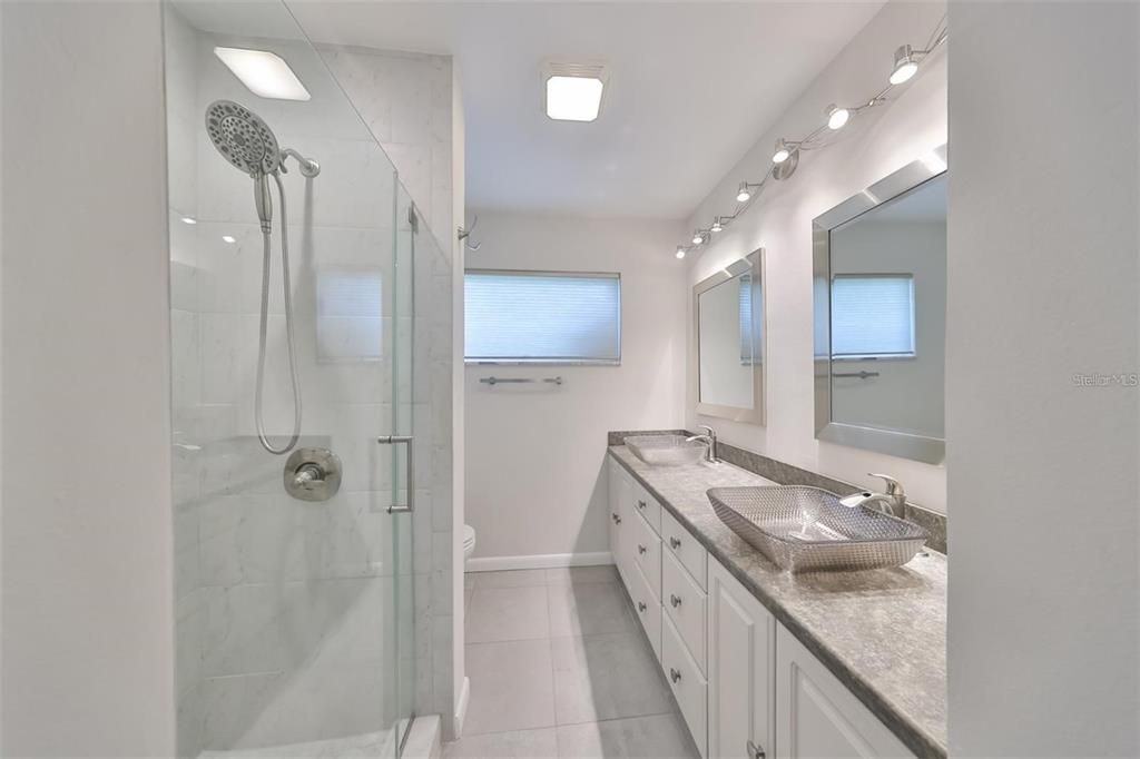 Bathroom, Dual Sink Vanities, Glass Shower, Interior